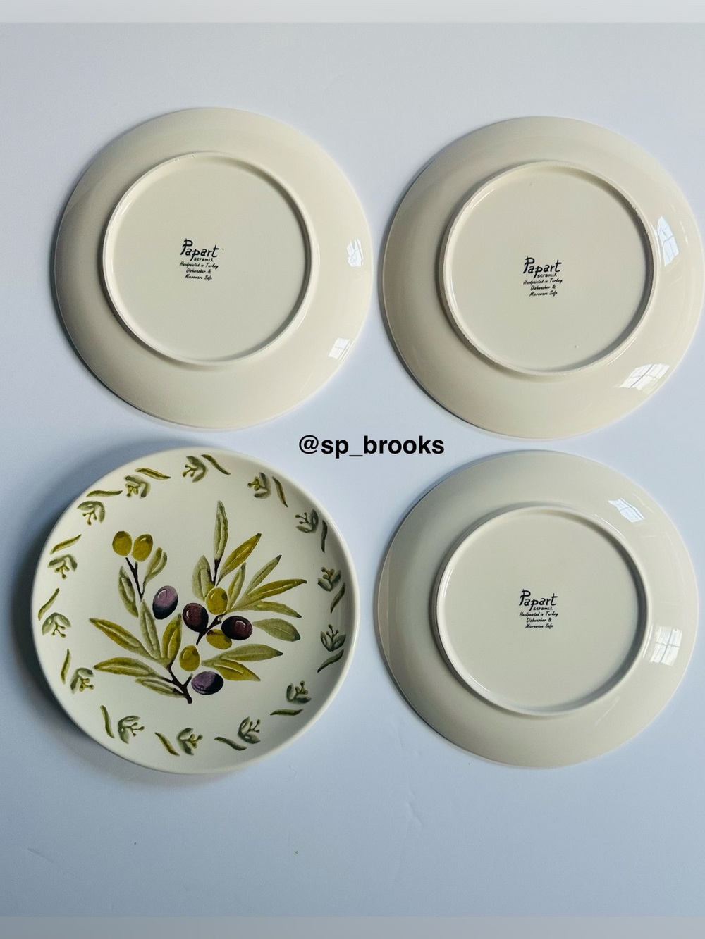🎁4PC Papart Seramik Salad Plates - 7.75” Handmade Ceramic Salad Plates - Olives - Picture 3 of 7